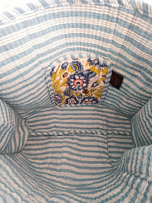 Bolso Acolchado Estampado Azul 36x36