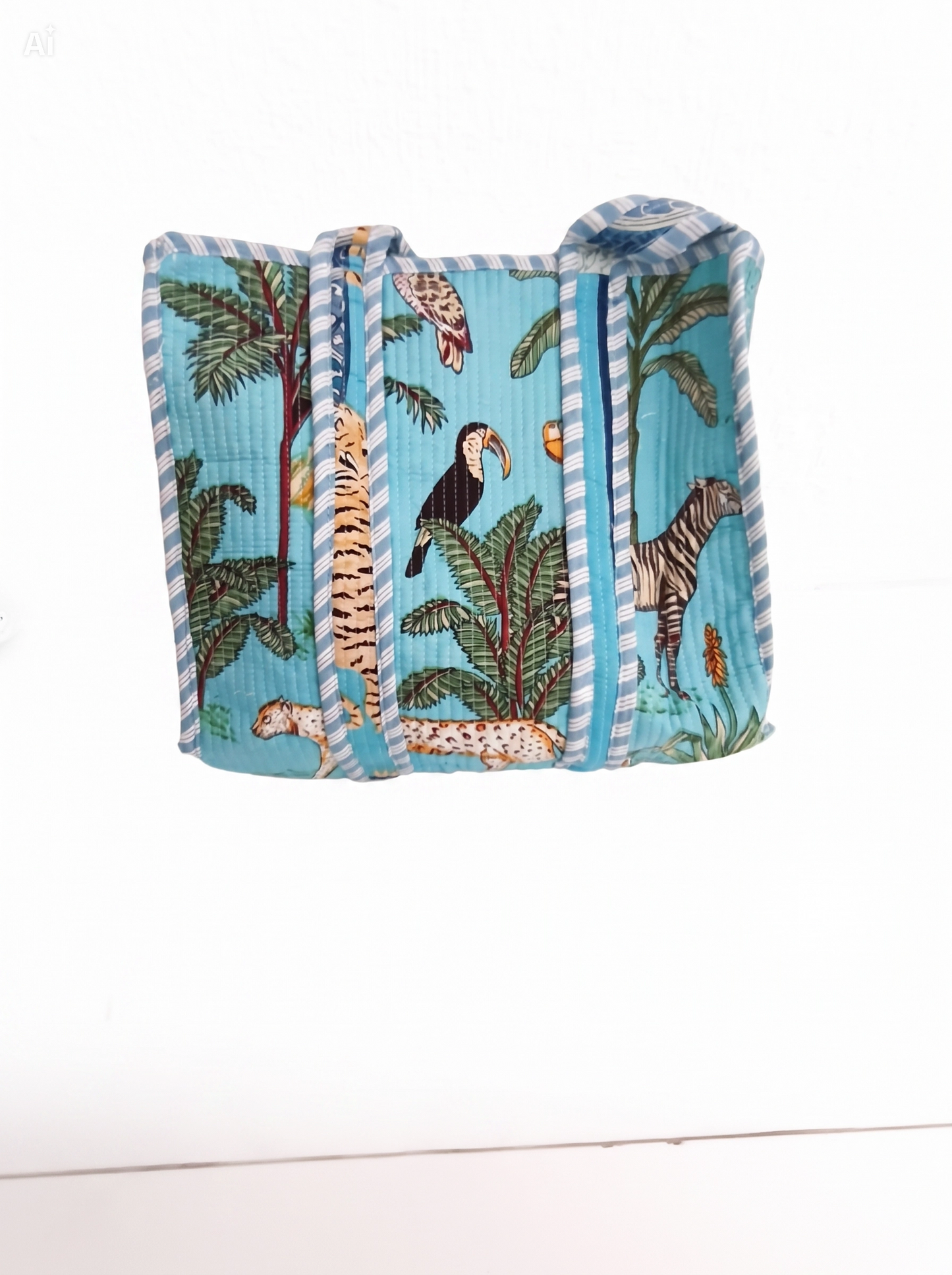 Bolso Acolchado Estampado Azul 36x36
