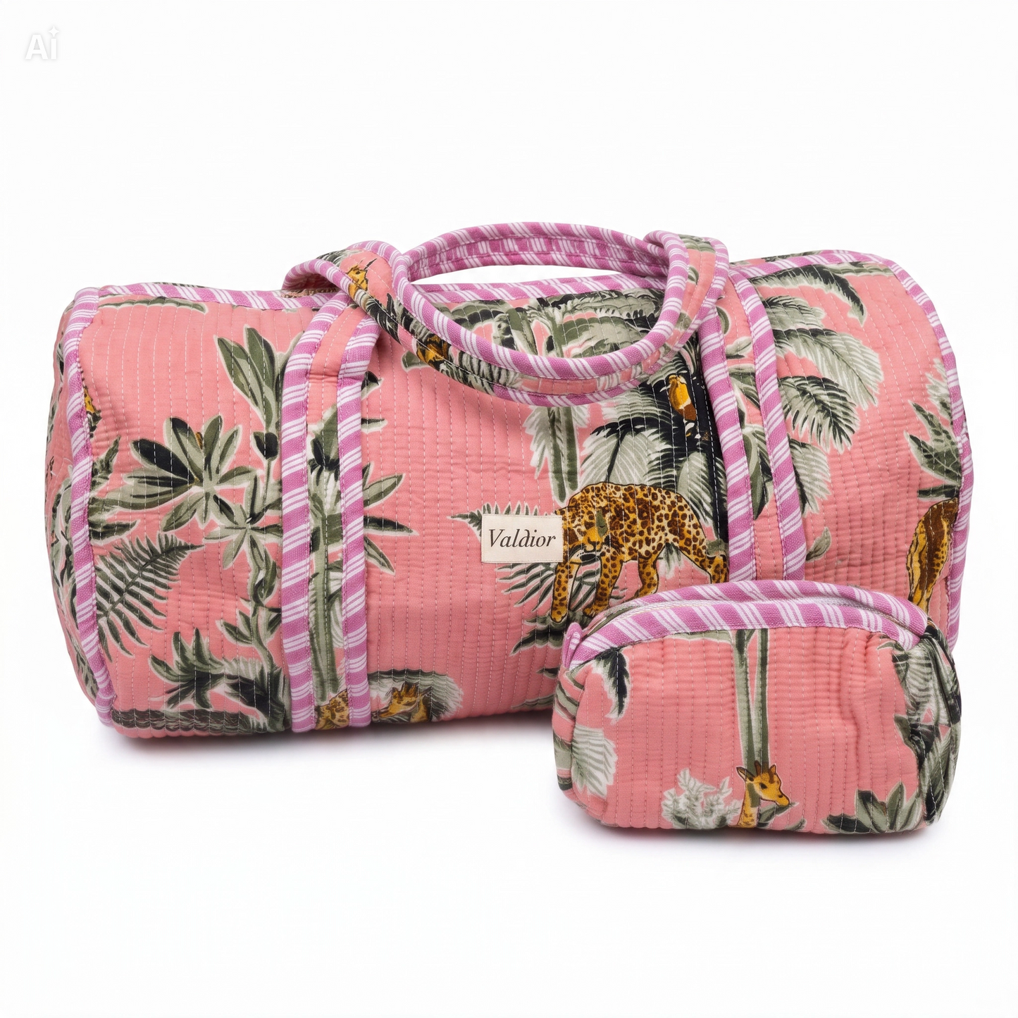 Bolso Redondo Blando Rosa con Estampado 45x38