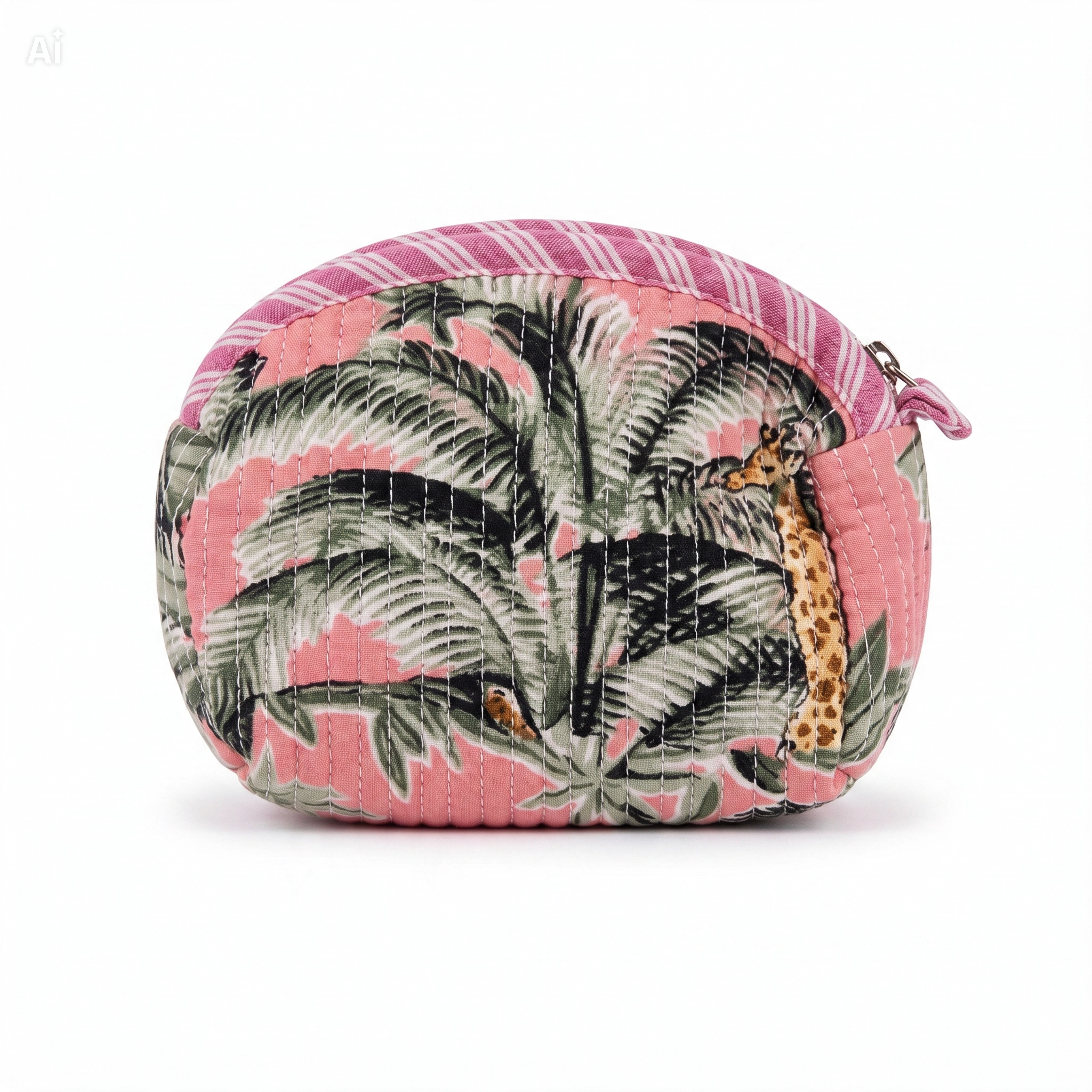 Bolso Redondo Blando Rosa con Estampado 45x38