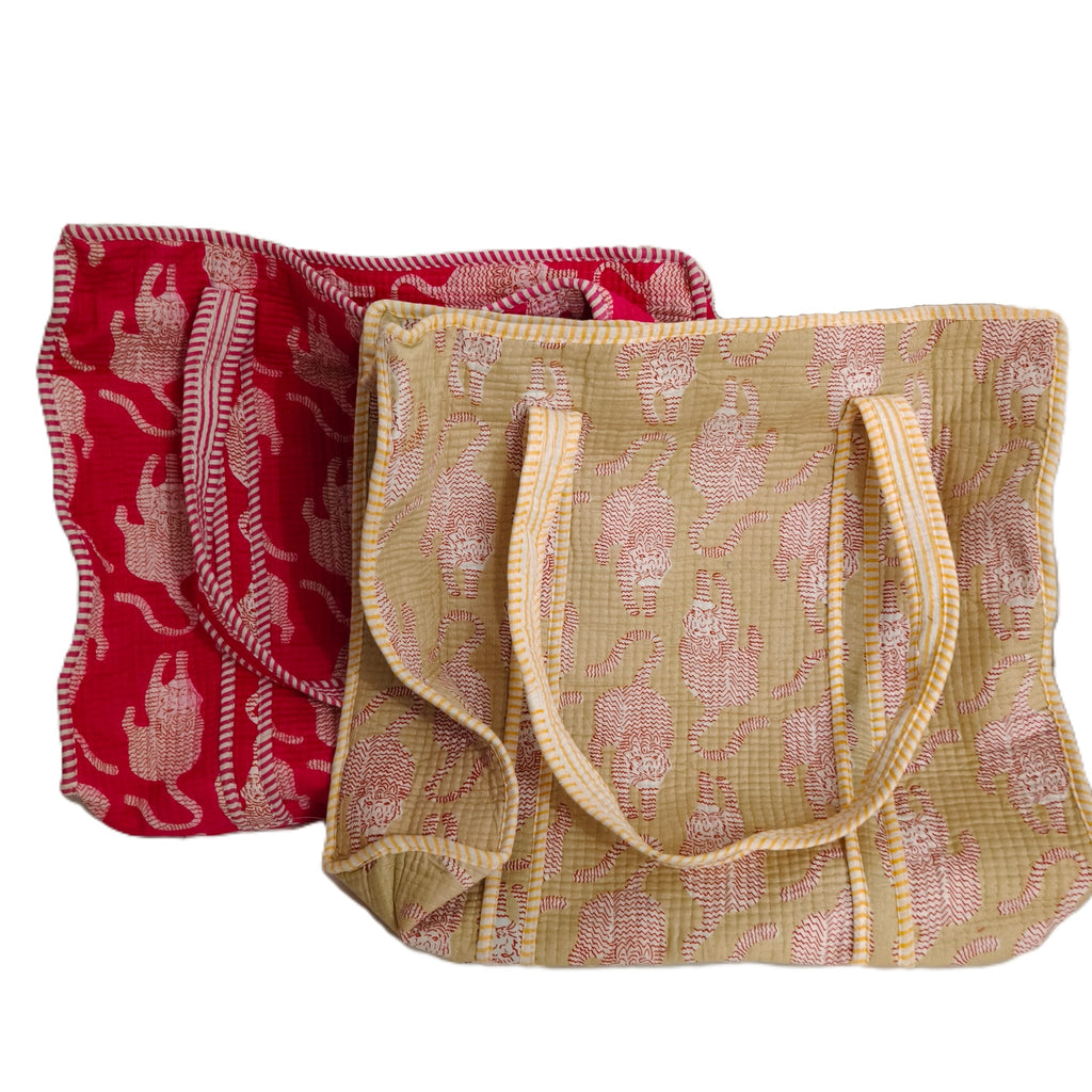 Bolso Maxi Acolchado 44x44 cm con Cremallera - Estampado Tigres
