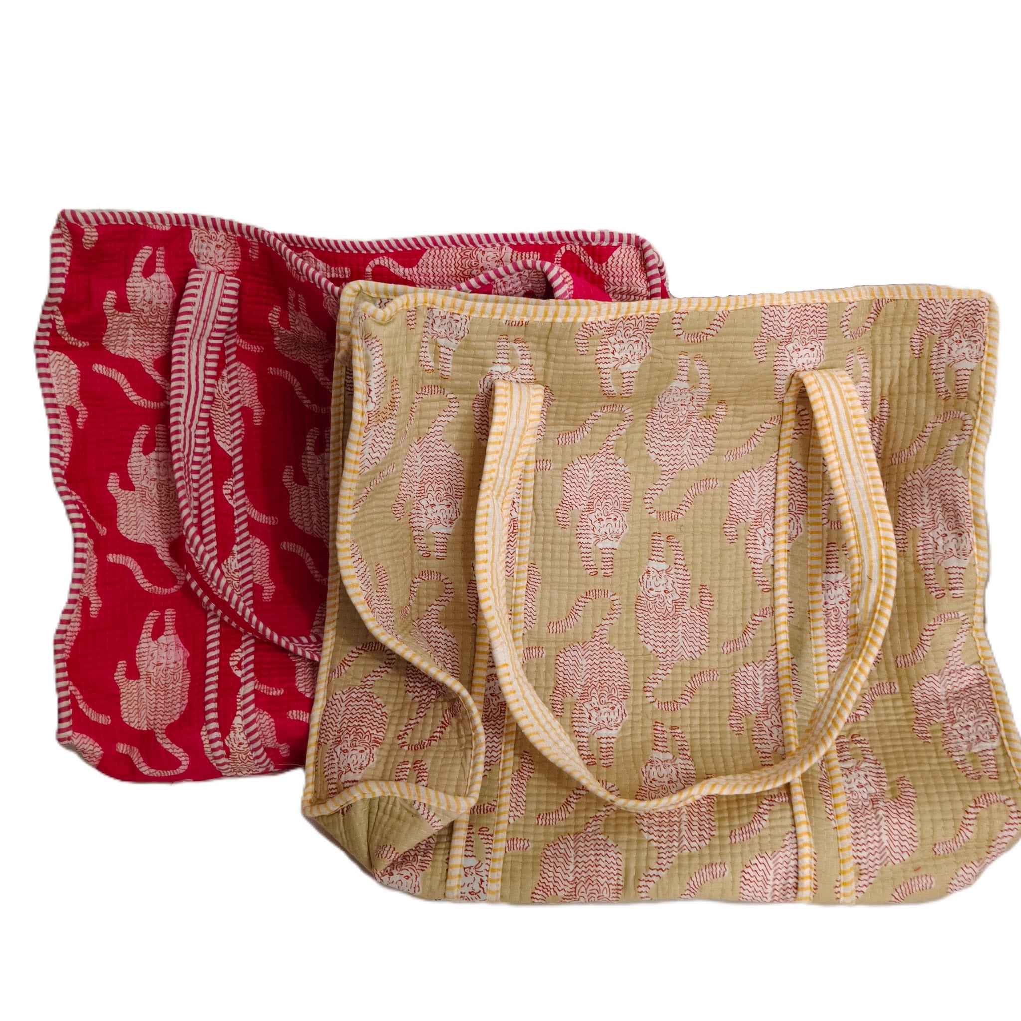 Bolso Maxi Acolchado 44x44 cm con Cremallera - Estampado Tigres
