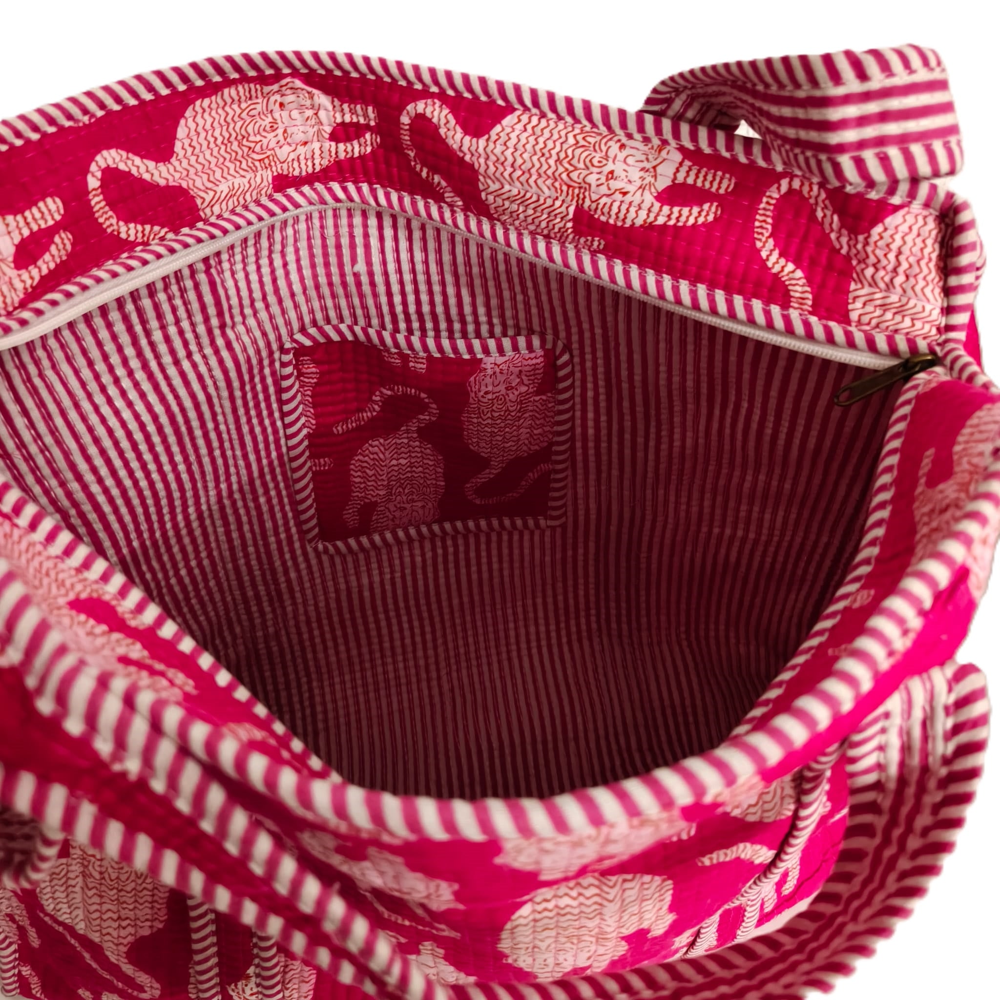 Bolso Maxi Acolchado 44x44 cm con Cremallera - Estampado Tigres