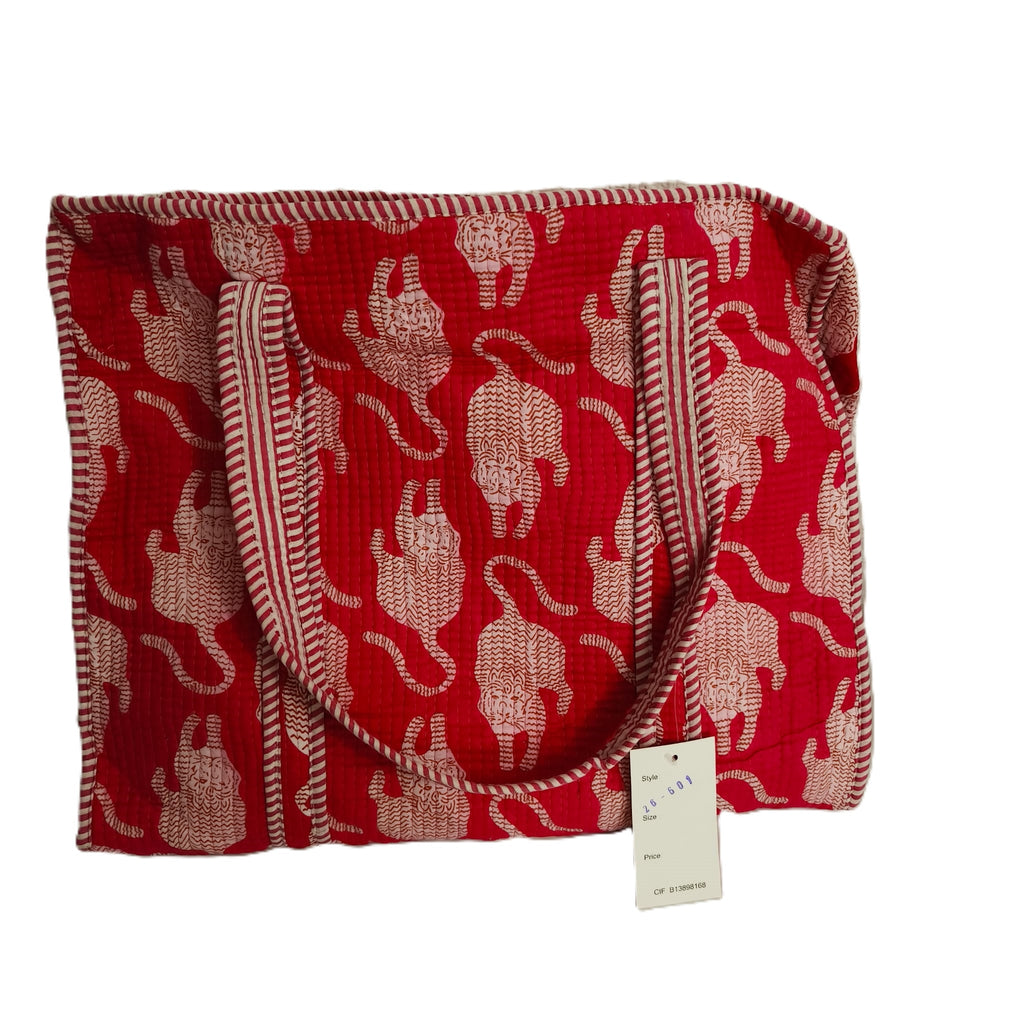 Bolso Maxi Acolchado 44x44 cm con Cremallera - Estampado Tigres