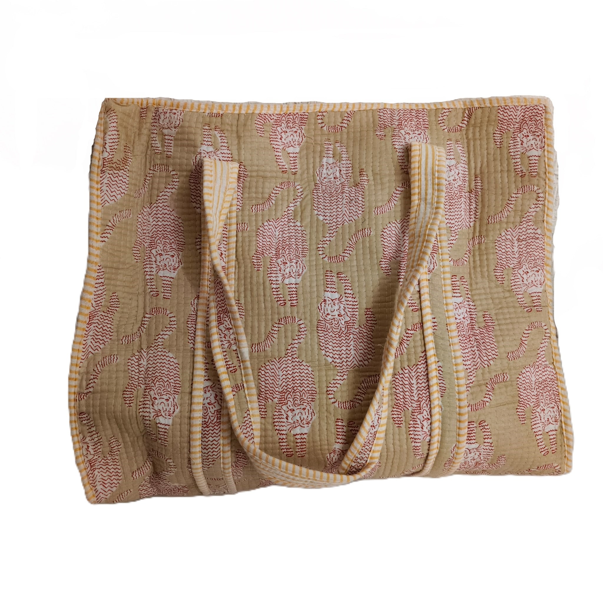 Bolso Maxi Acolchado 44x44 cm con Cremallera - Estampado Tigres