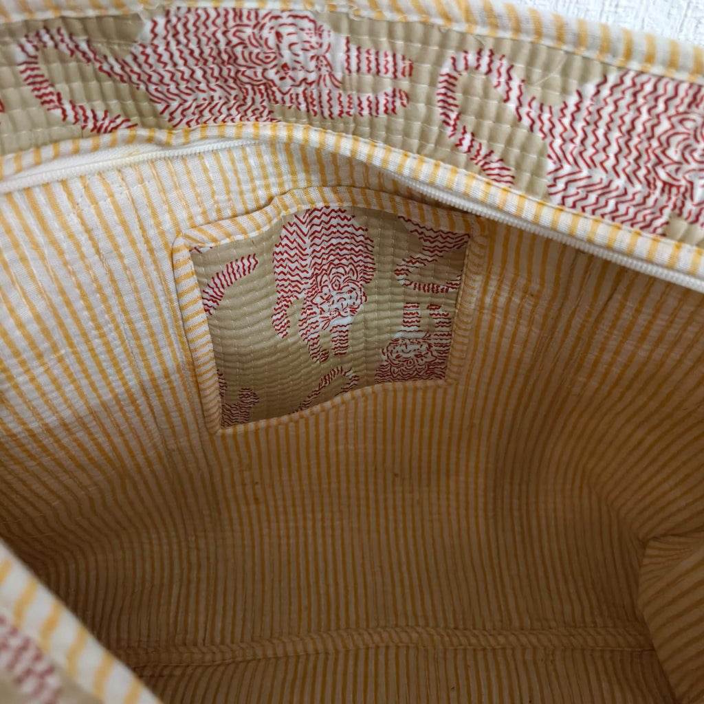 Bolso Maxi Acolchado 44x44 cm con Cremallera - Estampado Tigres