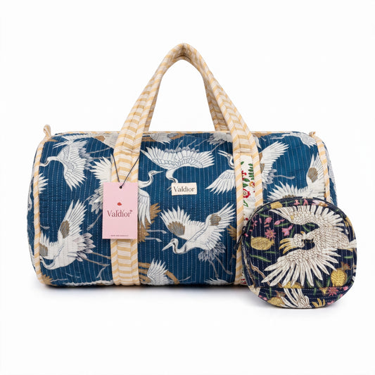 Bolso Redondo Alcolchado de Gruyas Azul  38x45