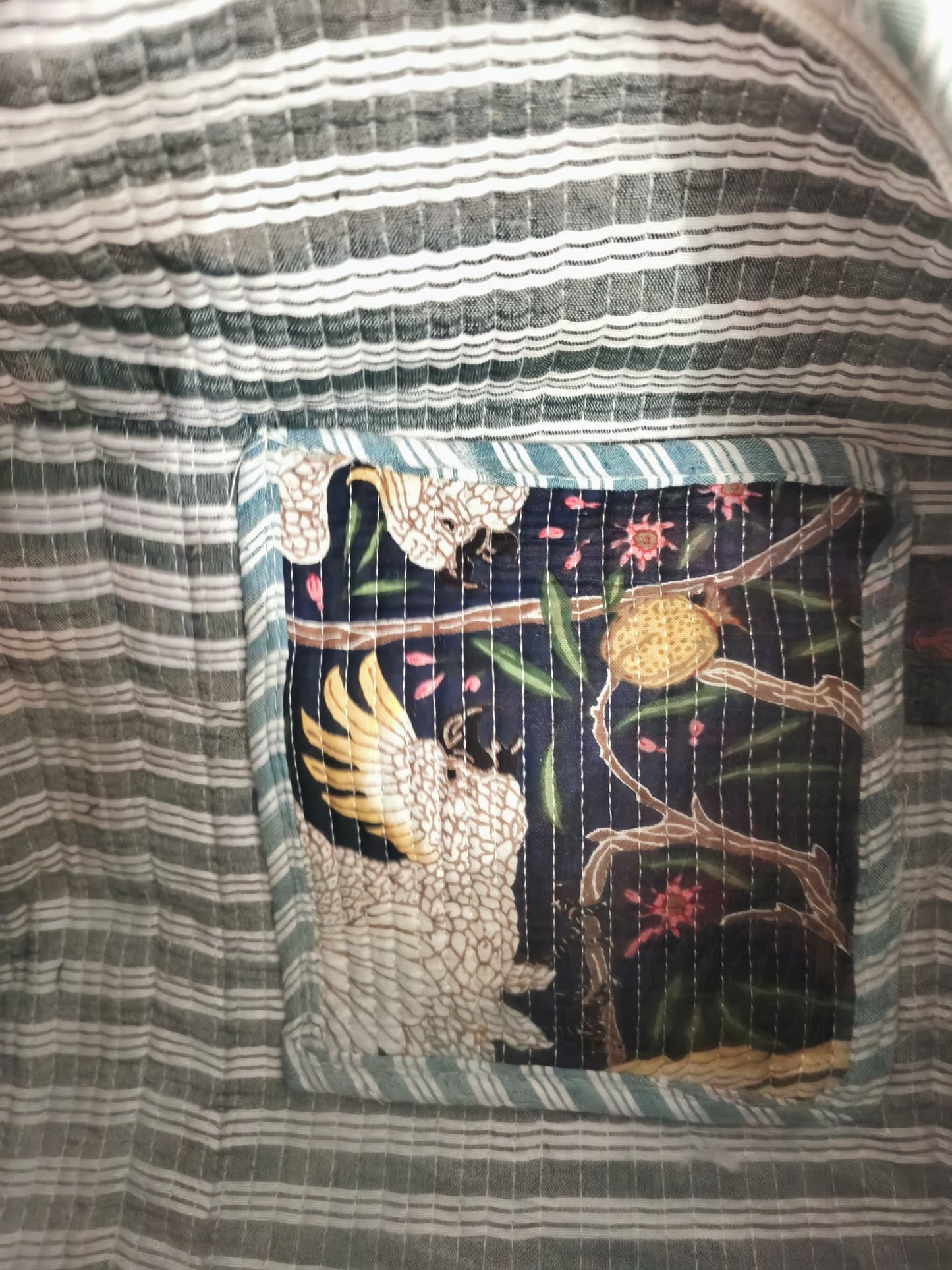 Bolso Redondo Alcolchado de Gruyas Azul  38x45