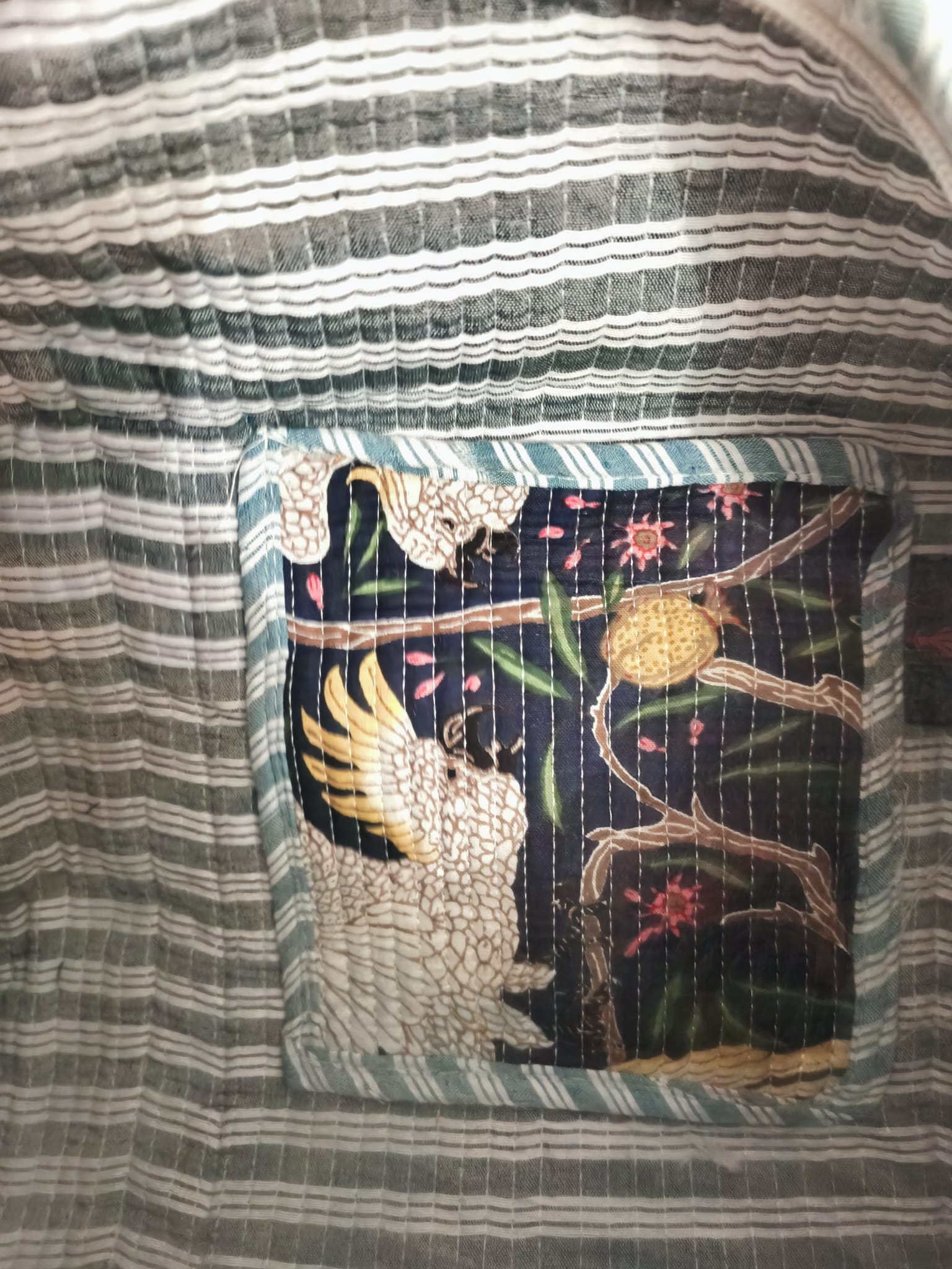 Bolso Redondo Alcolchado de Gruyas Azul  38x45