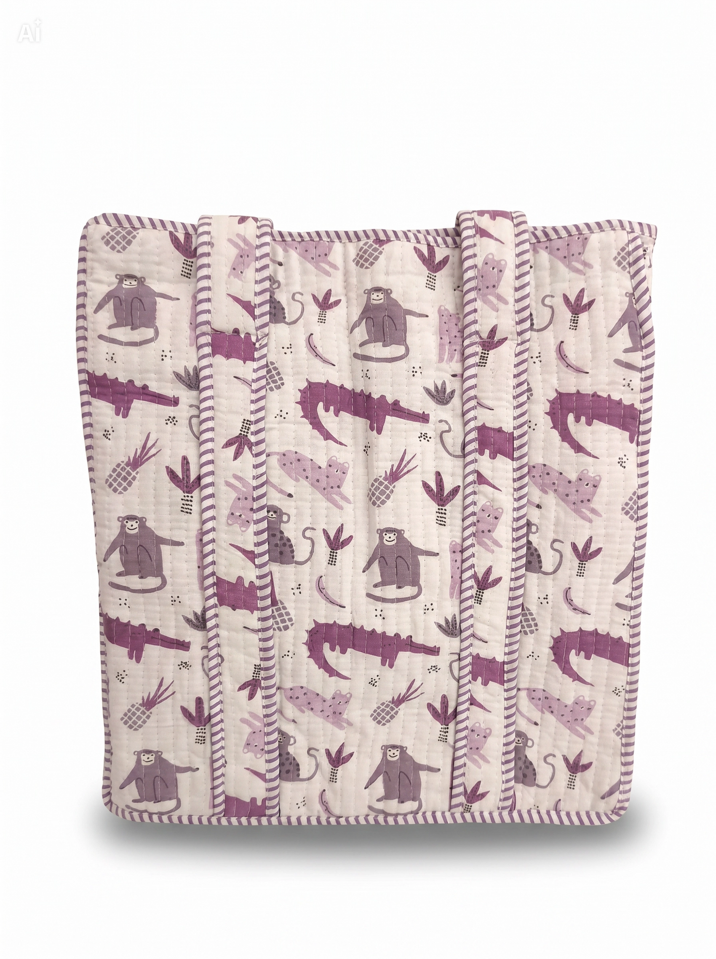 Bolso Acolchado Selva Morado Con Cremallera 35x35