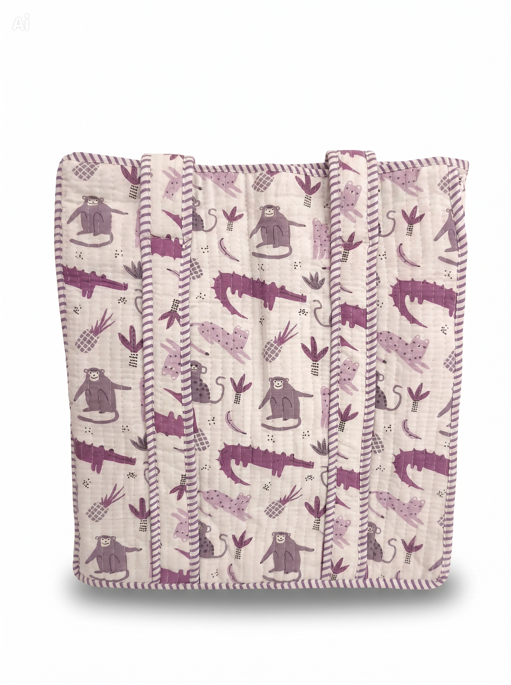 Bolso Acolchado Selva Morado Con Cremallera 35x35