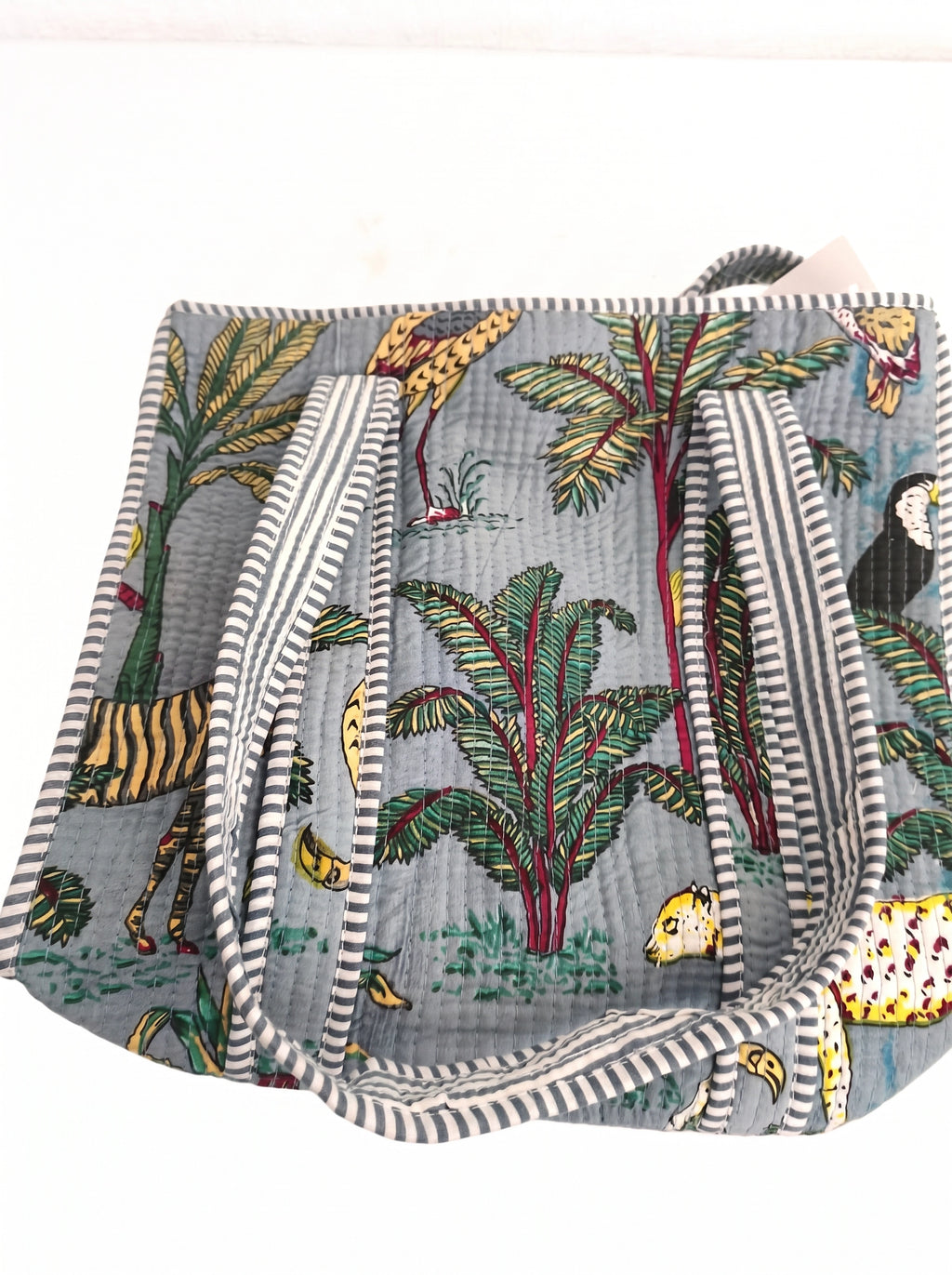 Bolso Acolchado Selva Azul Con Cremallera 35x35