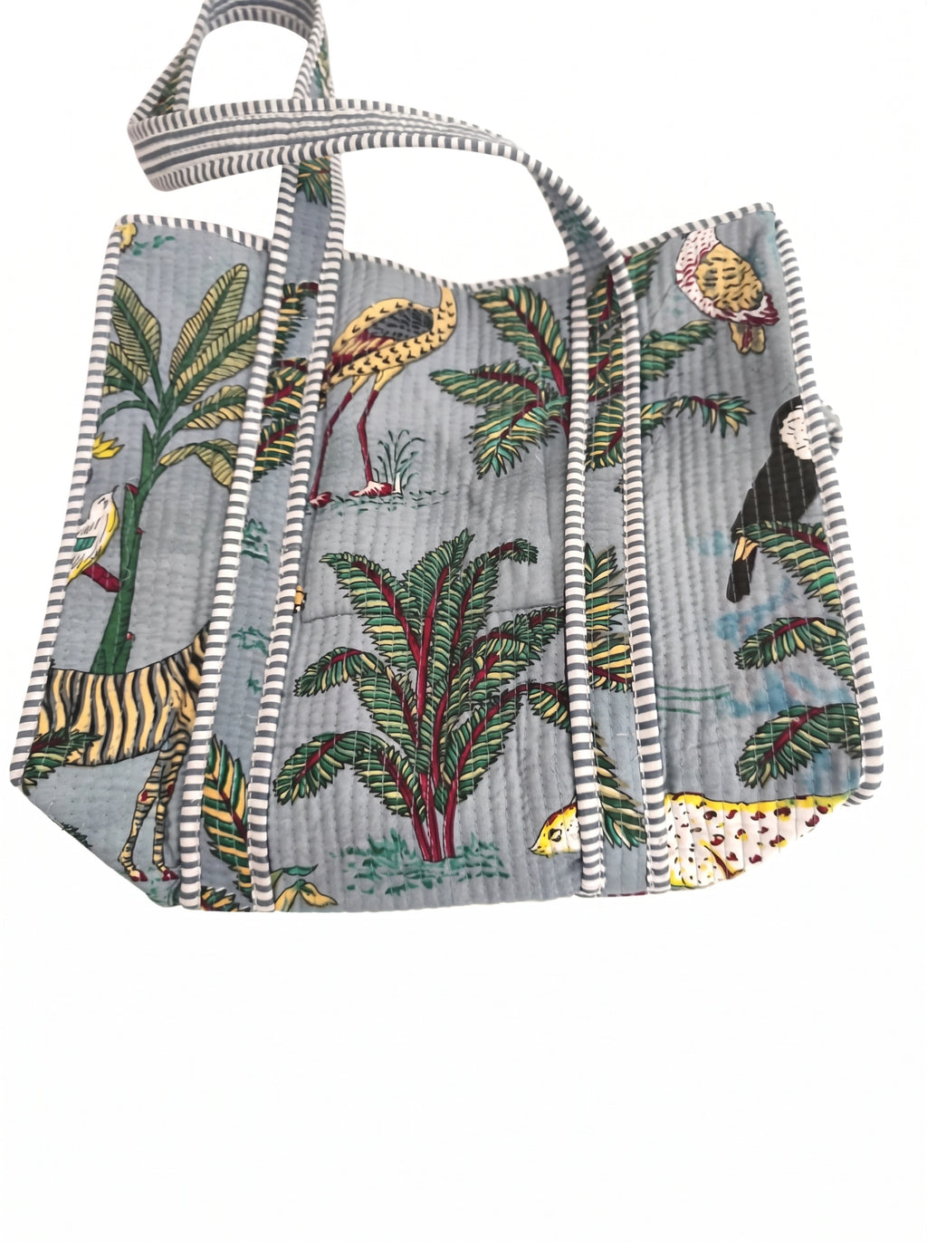 Bolso Acolchado Selva Azul Con Cremallera 35x35