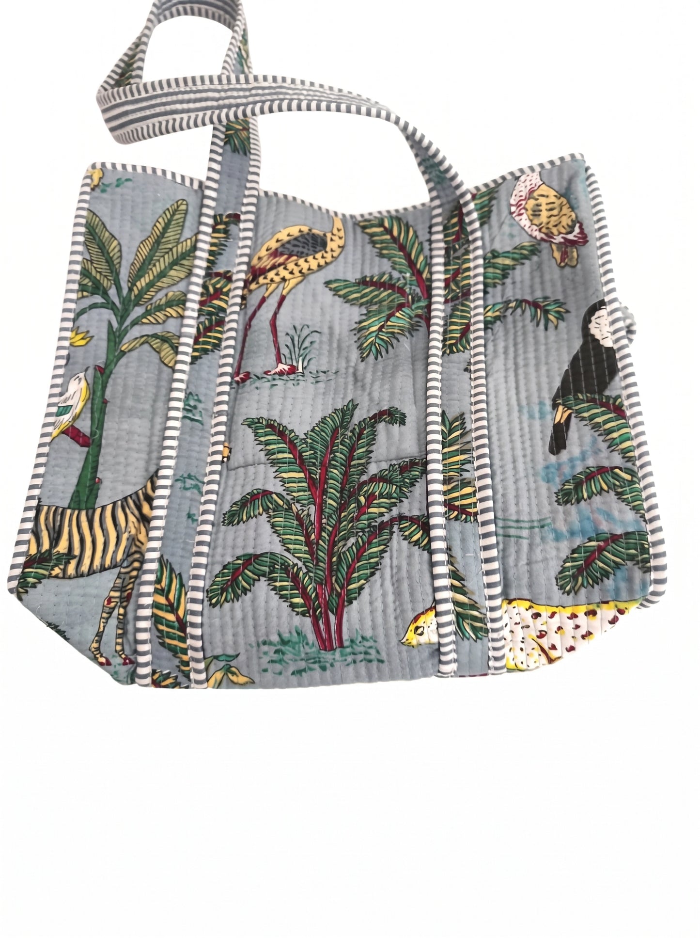 Bolso Acolchado Selva Azul Con Cremallera 35x35