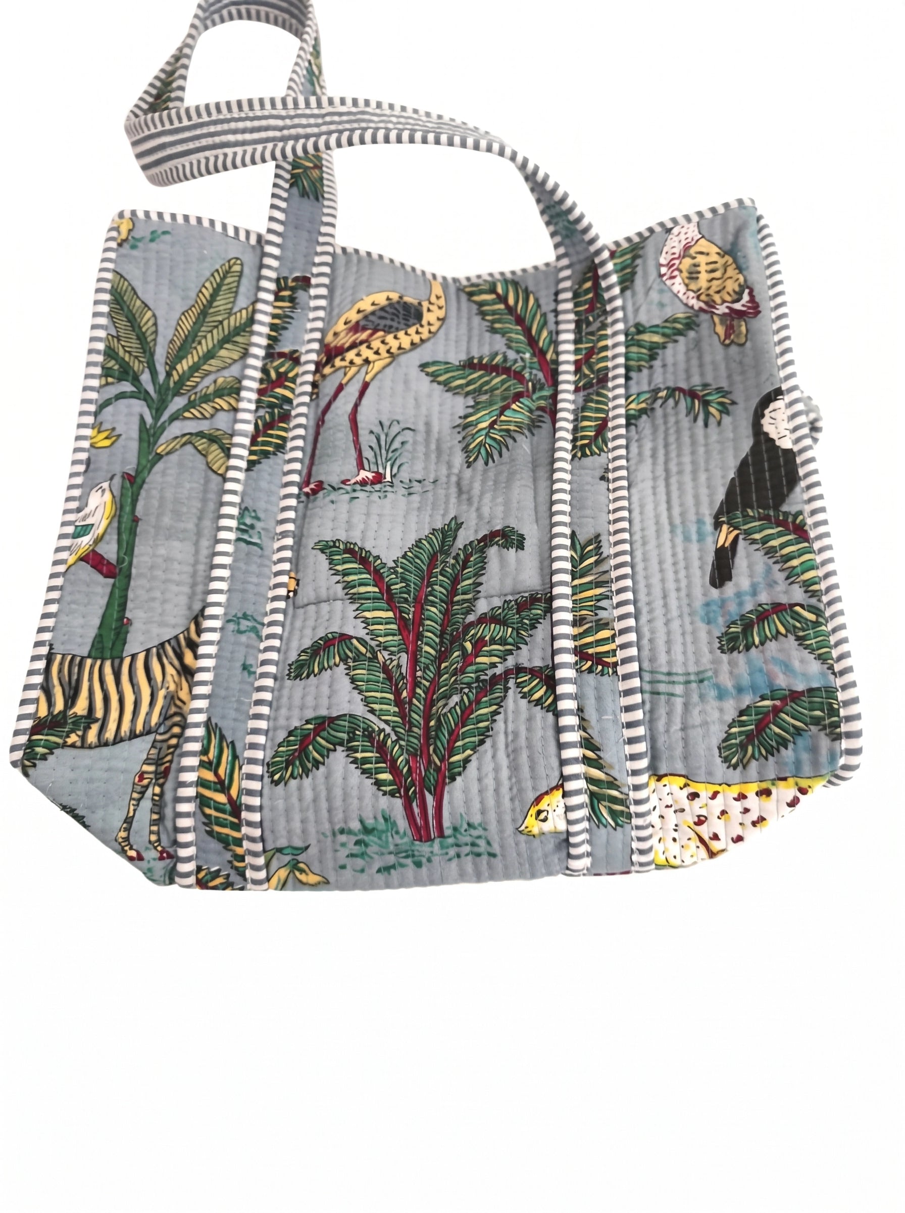 Bolso Acolchado Selva Azul Con Cremallera 35x35