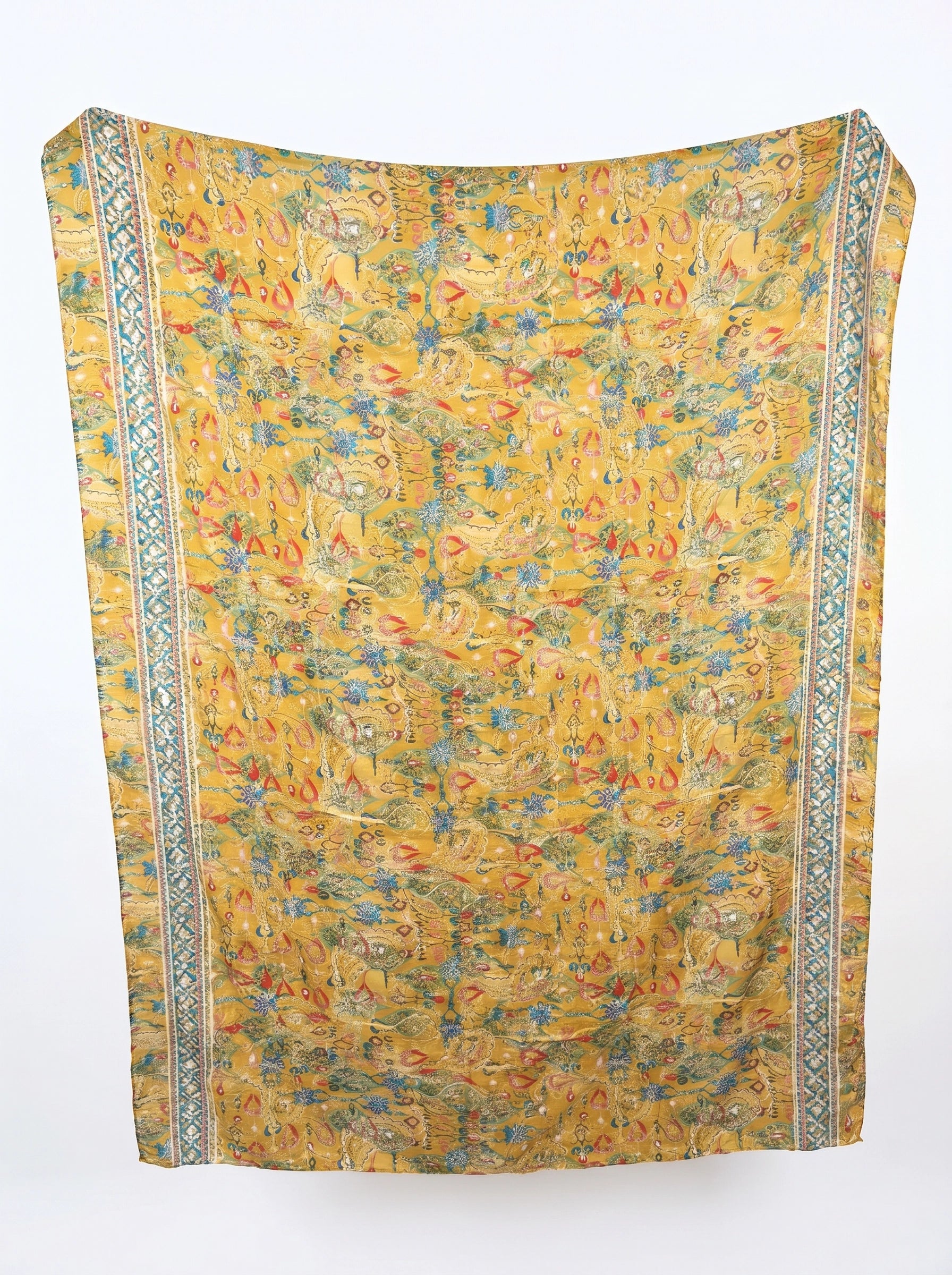 Pareo de Playa Amarillo con Detalles Dorados | 110x180 cm | Hecho a Mano