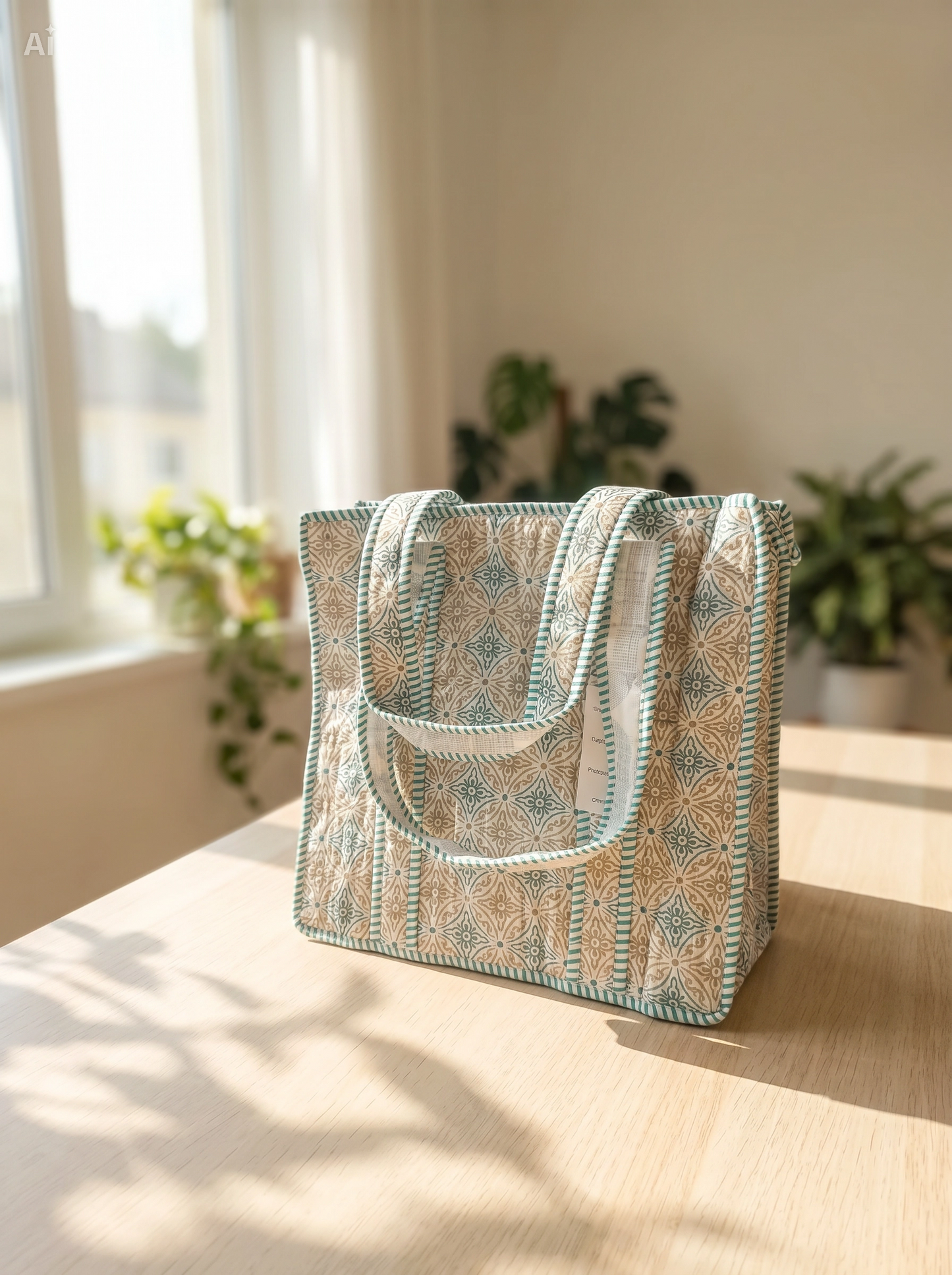 Bolso Acolchado con Cremallera Estilo Bohemio 35x35