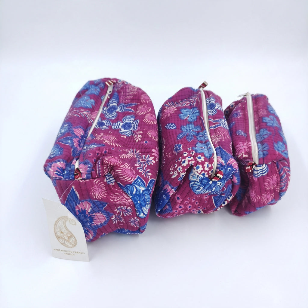 Set de 3 Neceseres Acolchados  granate