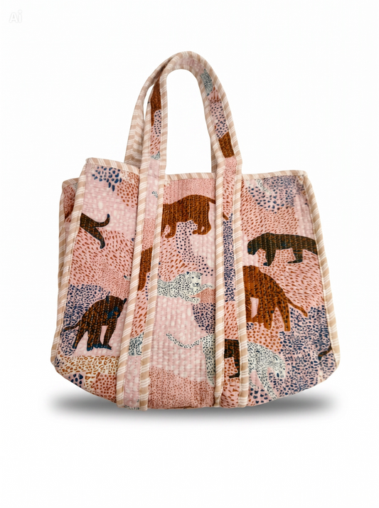Bolso Acolchado Estampado Rosa 36x36