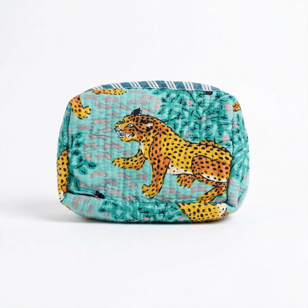 Bolso Redondo Acolchado Grande con Neceser Leopardo 45x38
