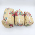 Set de 3 Neceseres Acolchados Rayas Ocre con Flores
